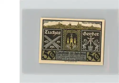 Neustadt Orla 50 Pfennig Schein Kat. Neustadt Orla