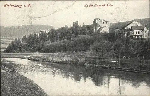 Elsterberg Vogtland An der Elbe mit Ruine Kat. Elsterberg Vogtland