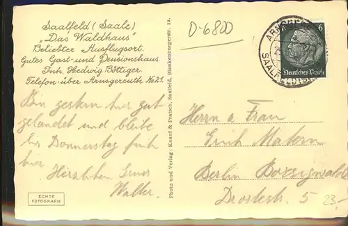 Saalfeld Saale Das Waldhaus Kat. Saalfeld