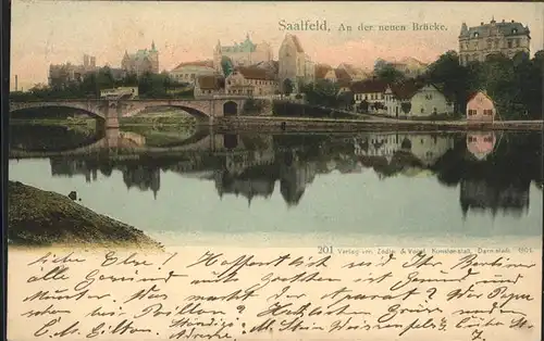 Saalfeld Saale Stadtblick mit Neuer Saalebruecke Kat. Saalfeld
