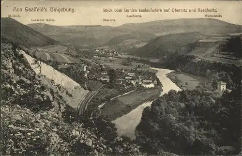 Saalfeld Saale Blick auf Saaletal Obernitz und Reschwitz Kat. Saalfeld