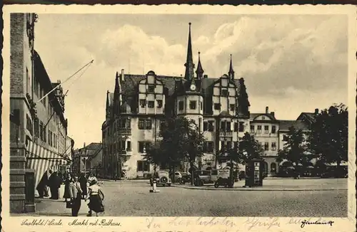 Saalfeld Saale Markt mit Rathaus Kat. Saalfeld