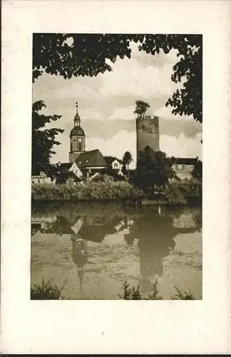 Triptis Stadtteich mit Kirche und Turm Kat. Triptis