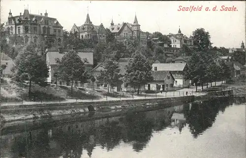 Saalfeld Saale Stadtblick mit Saale Kat. Saalfeld