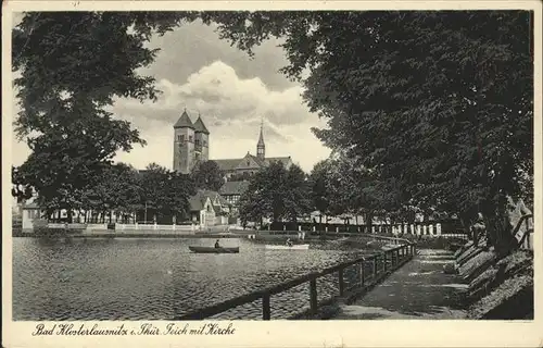 Bad Klosterlausnitz Teich mit Kirche Kat. Bad Klosterlausnitz