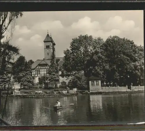 Bad Klosterlausnitz Gondelteich mit Kirche Kat. Bad Klosterlausnitz