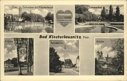 Bad Klosterlausnitz Sommerbad u.Kirche Kat. Bad Klosterlausnitz
