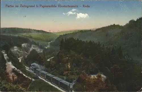 Roda Stadtroda b.d.Papiermuehle mit Eisenbahnzug im Zeitzgrund Kat. Stadtroda