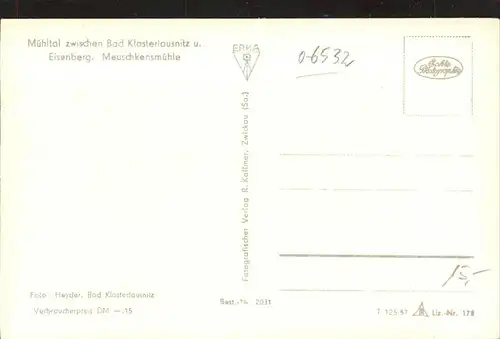 Bad Klosterlausnitz Meuschkensmuehle im Muehltal Kat. Bad Klosterlausnitz