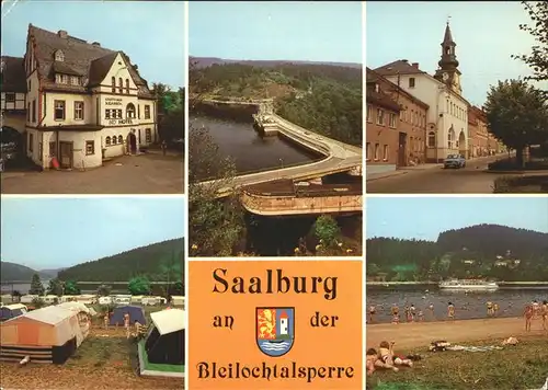 Saalburg Saale Bleilochtalsperre Camping Baden Hotel Kranich Rathaus Kat. Saalburg Ebersdorf