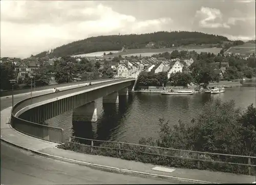 Saalburg Saale Panorama mit neuer Bruecke Kat. Saalburg Ebersdorf