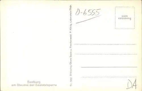 Saalburg Saale Stausee Saaletalsperre Kat. Saalburg Ebersdorf