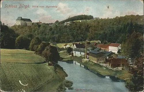 Burgk Saale Orla Kreis Schloss Blick vom Jaegersteig Saale Kat. Burgk