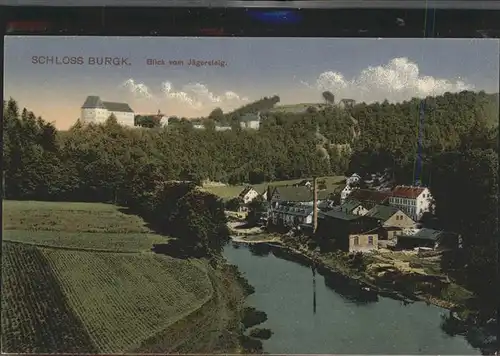 Burgk Saale Orla Kreis Schloss Blick vom Jaegersteig Kat. Burgk