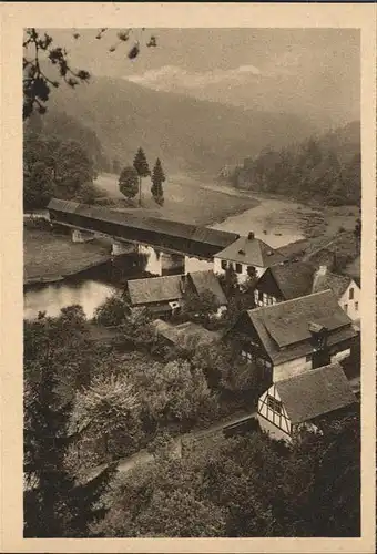 Saalburg Saale 500 Jahre alte Holzbruecke Kat. Saalburg Ebersdorf