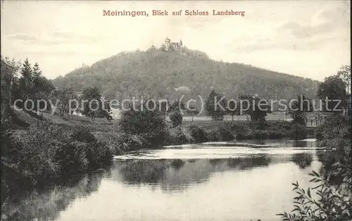 Meiningen Thueringen Blick auf Schloss Landsberg Partie an der Werra Kat. Meiningen