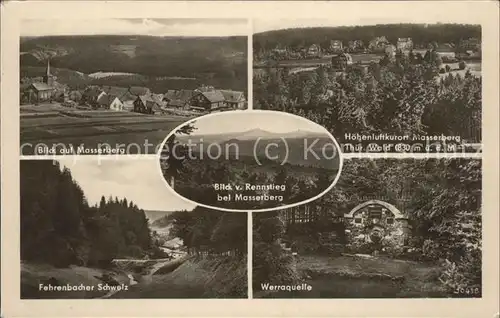 Masserberg Panorama Hoehenluftkurort Fehrenbacher Schweiz Werraquelle Blick vom Rennstieg  Kat. Masserberg