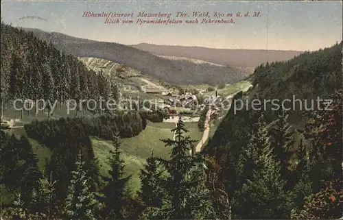 Masserberg Blick vom Pyramidenfelsen nach Fehrenbach Thueringer Wald Kat. Masserberg