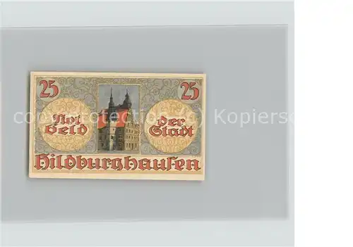 Hildburghausen 25 Pfennig Gutschein Rathaus Wappen Kat. Hildburghausen