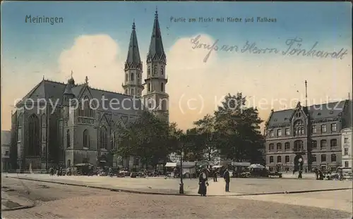 Meiningen Thueringen Markt Kirche Rathaus Feldpost Kat. Meiningen