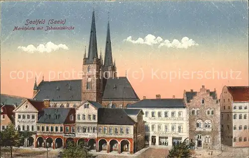 Saalfeld Saale Marktplatz mit Johanniskirche Kat. Saalfeld
