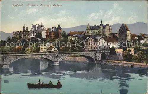 Saalfeld Saale Partie an der neuen Bruecke / Saalfeld /Saalfeld-Rudolstadt LKR