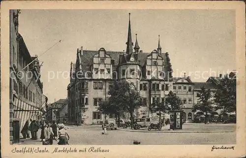 Saalfeld Saale Marktplatz mit Rathaus Kat. Saalfeld