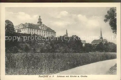 Saalfeld Saale Schloss mit Kirche u.Graba Kat. Saalfeld