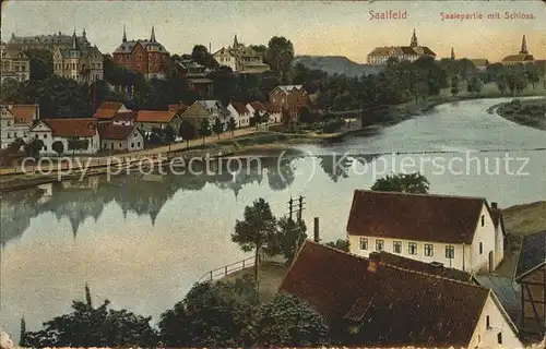 Saalfeld Saale Saalepartie mit Schloss Kat. Saalfeld