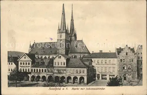 Saalfeld Saale Markt mit Johanniskirche Kat. Saalfeld