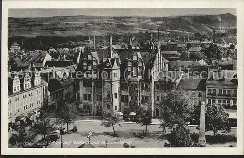 Saalfeld Saale Blick auf Rathaus u.Mauxionfabrik Kat. Saalfeld