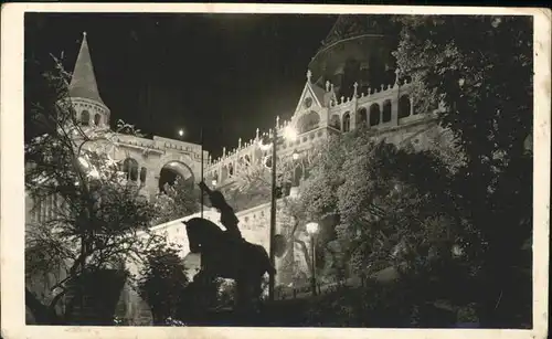 Budapest beleuchtete Fischerbastei bei Nacht Kat. Budapest