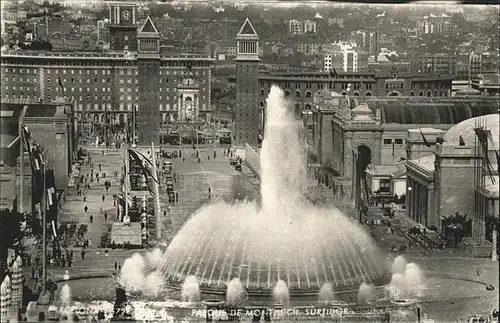 Barcelona Cataluna Parque de Montjuich Surtidor Brunnen Fontaene Kat. Barcelona