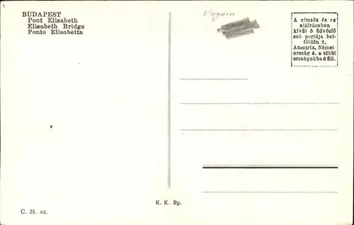 Budapest Erzsebet hid Elisabeth Bruecke Donau Dampfer Binnenschifffahrt Kat. Budapest