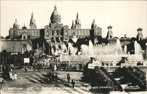 Barcelona Cataluna Parque de Montjuich Palacio del Arte Espanol Fontaene Kat. Barcelona