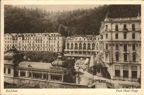 Karlsbad Eger Boehmen Park Hotel Pupp Feldpost Kat. Karlovy Vary