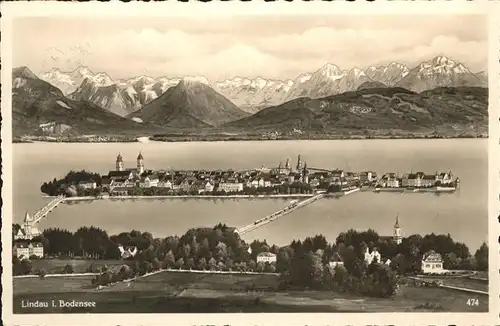 Lindau Bodensee Panorama mit Alpenblick Kat. Lindau (Bodensee)