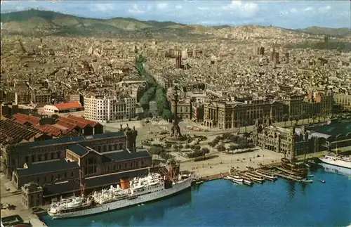 Barcelona Cataluna Vista aerea Monumento Hafen Schiff Denkmal Kat. Barcelona