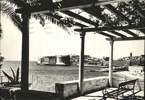 Dubrovnik Ragusa Blick zur Festung Terrasse Strand Kat. Dubrovnik