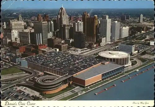 Detroit Michigan Civic Center Skyscraper aerial view Kat. Detroit