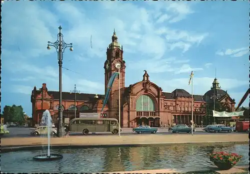 Wiesbaden Hauptbahnhof Fontaene Kat. Wiesbaden