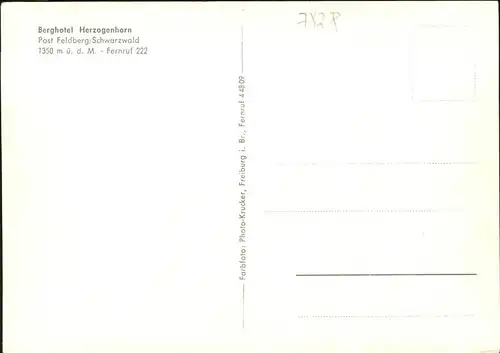 Feldberg Schwarzwald Berghotel Herzogenhorn Kat. Feldberg (Schwarzwald)