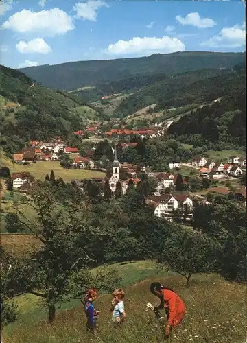 Nordrach Ortsansicht mit Kirche Gasthof Pension Stube Kat. Nordrach