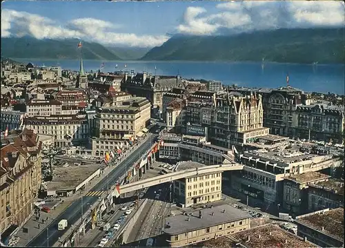 Lausanne VD Blick ueber die Stadt Genfer See / Lausanne /Bz. Lausanne City