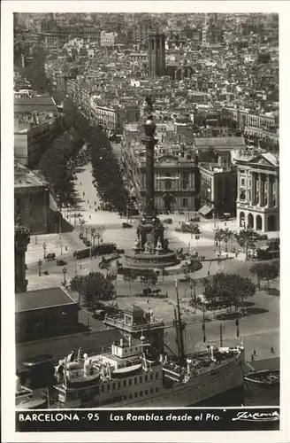 Barcelona Cataluna Las Ramblas desde el Puerto Monumento Barco Kat. Barcelona