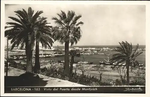 Barcelona Cataluna Vista del Puerto desde Montjuich Barco Kat. Barcelona