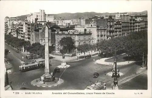 Barcelona Cataluna Avenida del Generalisimo Paseo de Gracia Obelisco Kat. Barcelona