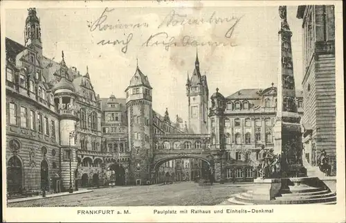 Frankfurt Main Paulplatz mit Rathaus u.Einheits Denkmal Kat. Frankfurt am Main