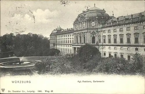 Wuerzburg Kgl.Residenz Gartenseite Kat. Wuerzburg