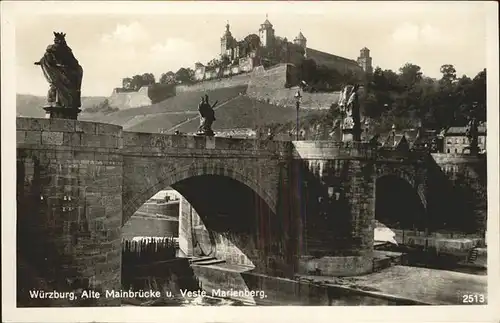 Wuerzburg Mainbruecke u.Festung Marienberg Kat. Wuerzburg